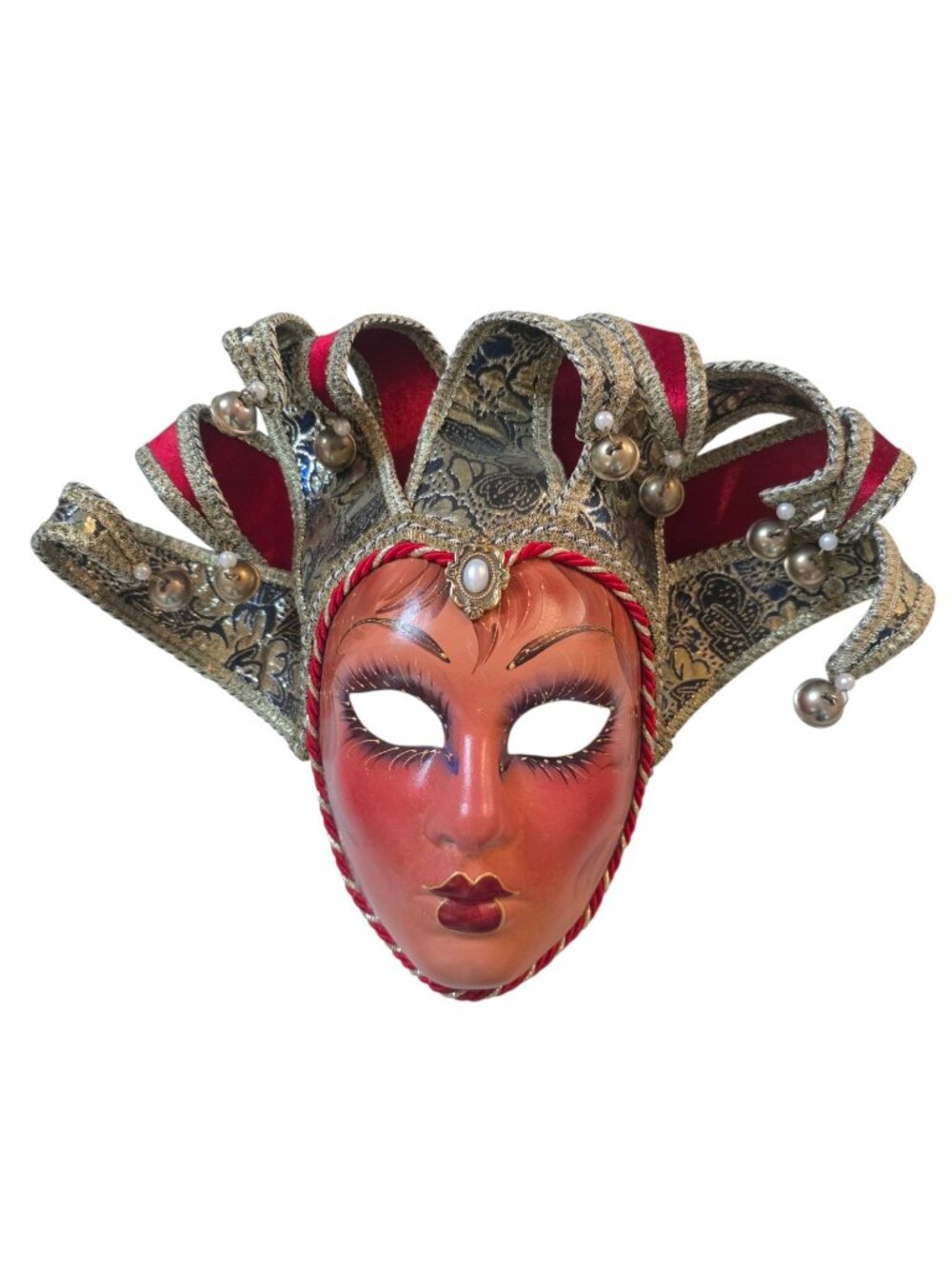 Original Venezia Italian Theater Mask Jester Bells Hand Painted Made in Italy